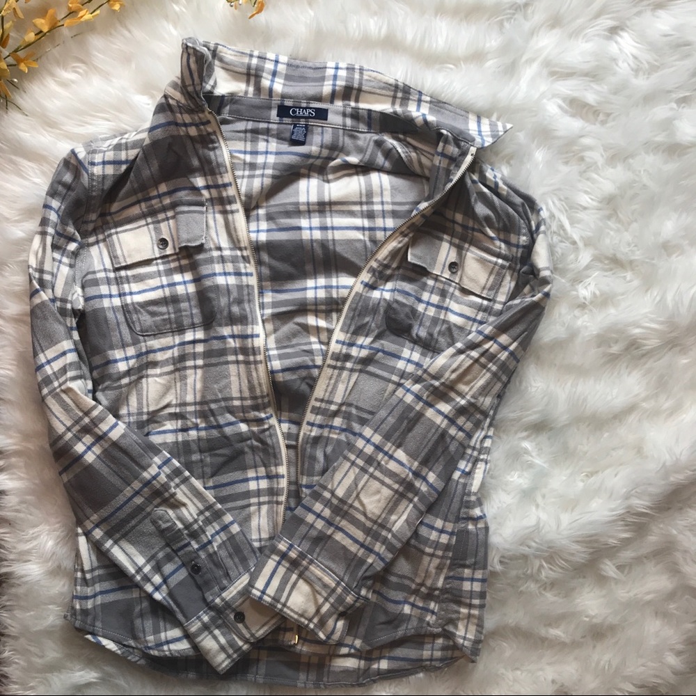 Chaps flannel zip up jacket medium